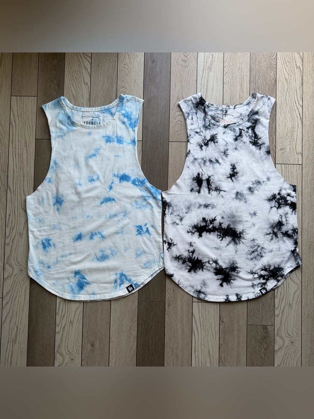 YoungLA 321 Tie Dye Bloc Cut Off Tanks Set of 2 size L